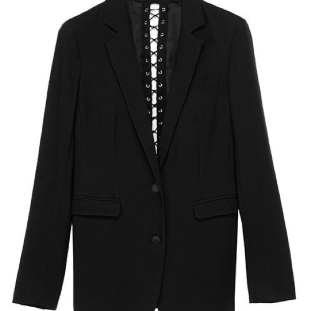 Rag & Bone unique open stitch back Black Blazer